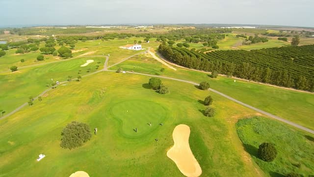 El Rompido Golf from the air, with orange groves