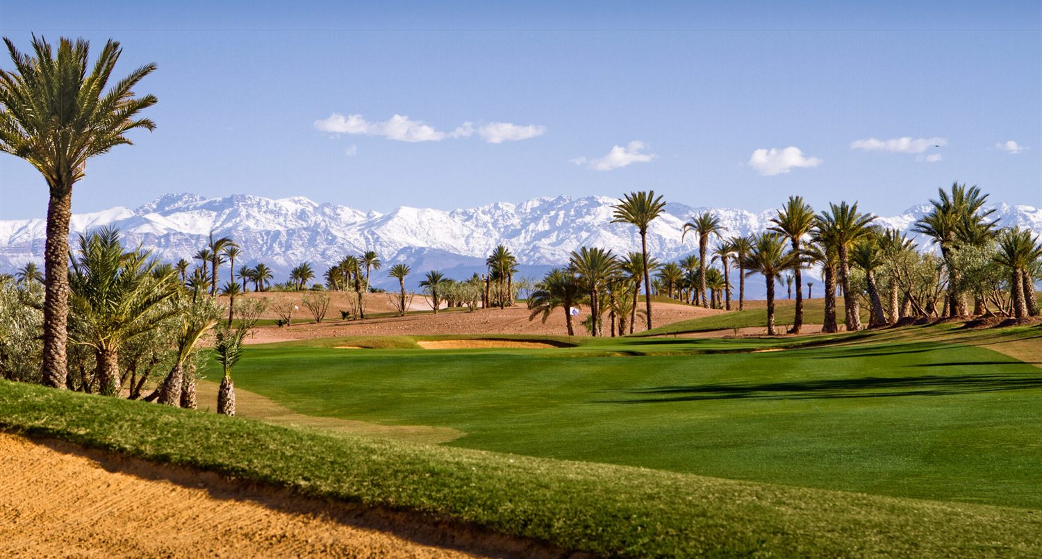 Assoufid Golf Club beneath the snow-capped Atlas Mountains, Marrakech
